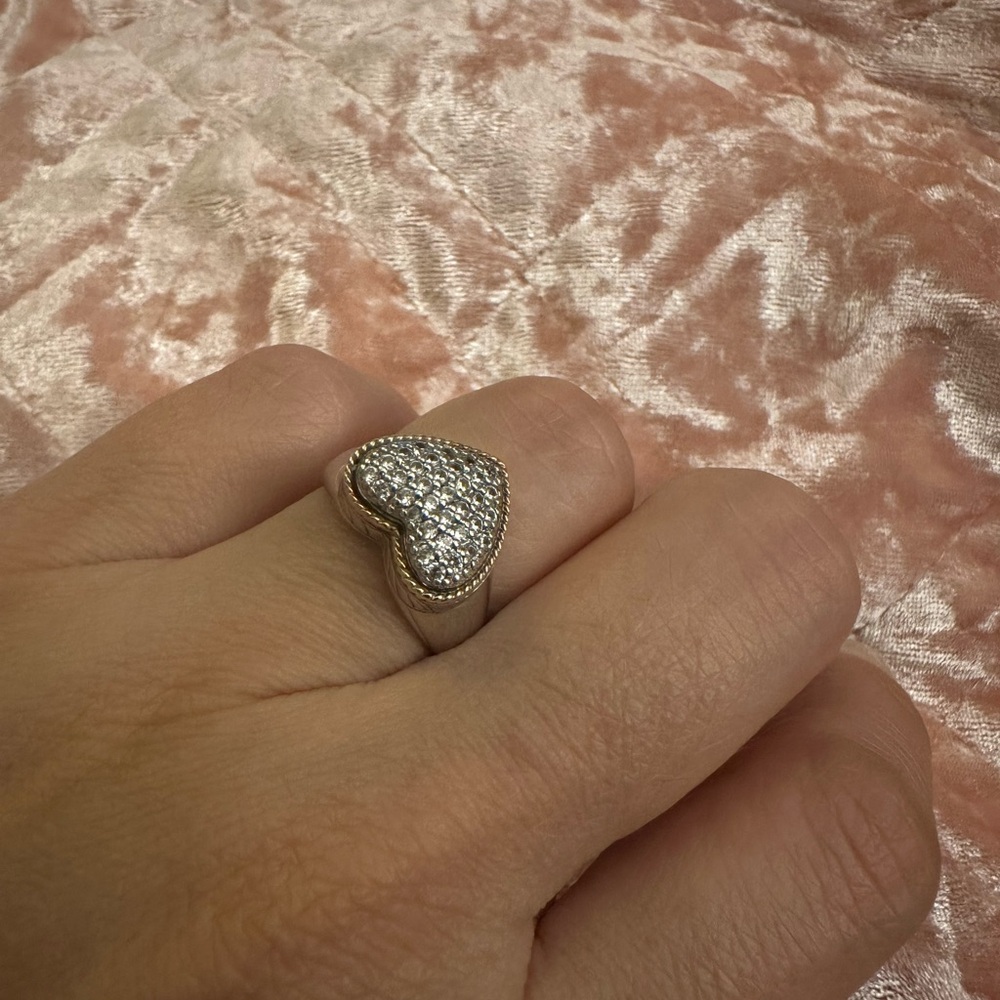 .925 Silver Heart Ring with gold accent